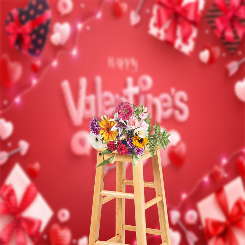Aperturee - Romantic Gifts Hearts Red Valentines Day Backdrop