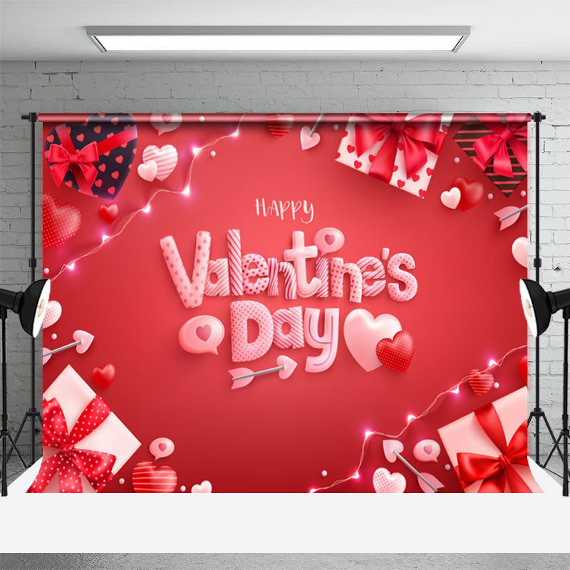 Aperturee - Romantic Gifts Hearts Red Valentines Day Backdrop