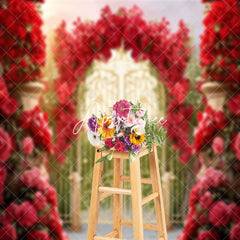 Aperturee - Rose Arch Garland Magic Garden Gate Spring Backdrop