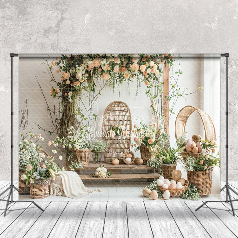 Aperturee - Rose Easter Egg Decoration Spring Photo Backdrop