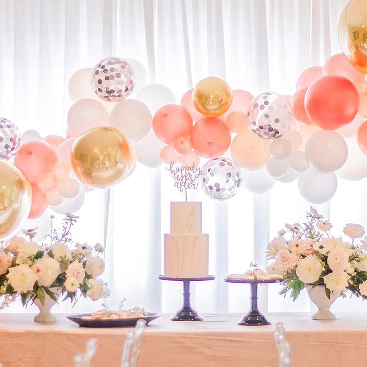 Aperturee Rose Gold 125 Pack DIY Balloon Arch Kit | Garland Party Decorations - Pink