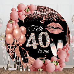 Aperturee - Rose Gold Balloon Heel Round 40th Birthday Backdrop