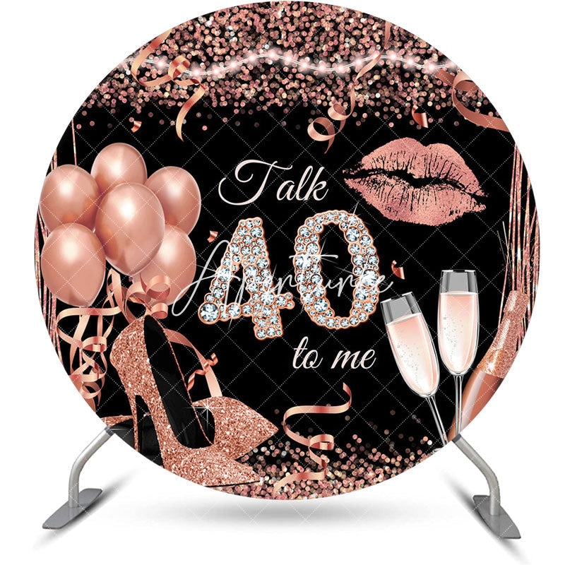 Aperturee - Rose Gold Balloon Heel Round 40th Birthday Backdrop