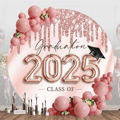 Aperturee - Rose Gold Glitter 2025 Circle Backdrop For Grad Party