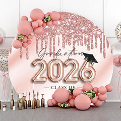Aperturee - Rose Gold Glitter 2026 Circle Backdrop For Grad Party