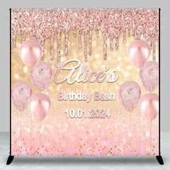 Aperturee - Rose Gold Glitter Balloon Custom Birthday Backdrop