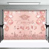 Aperturee - Rose Gold Glitter Balloon Flag Graduation Backdrop
