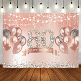 Aperturee - Rose Gold Glitter Balloon Happy 80Th Birthday Backdrop