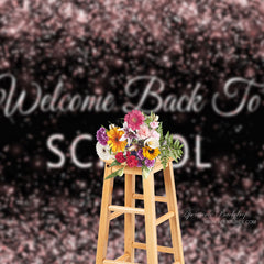 Aperturee - Rose Gold Glitter Welcome Back To School Backdrop
