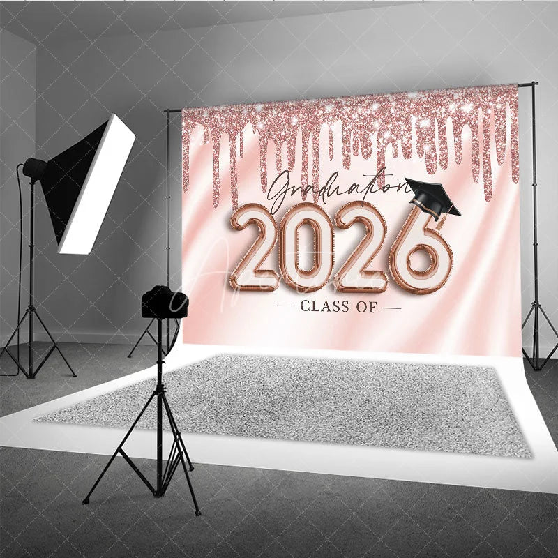 Aperturee - Rose Gold Graduation Class Of 2026 Photo Backdrop