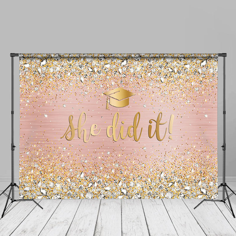 Aperturee - Rose Gold She Did It Grad Photography Backdrop