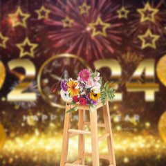 Aperturee - Rose Gold Spark 2023 Balloon Star New Year Backdrop
