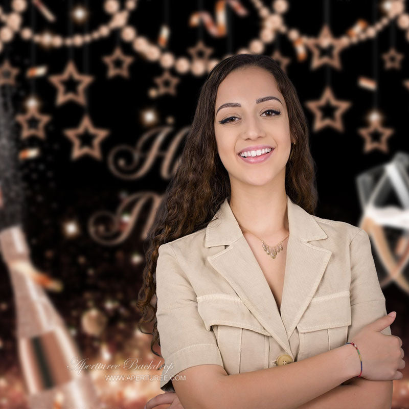Aperturee - Rose Golden Champagne Glitter Bokeh Mothers Day Backdrop