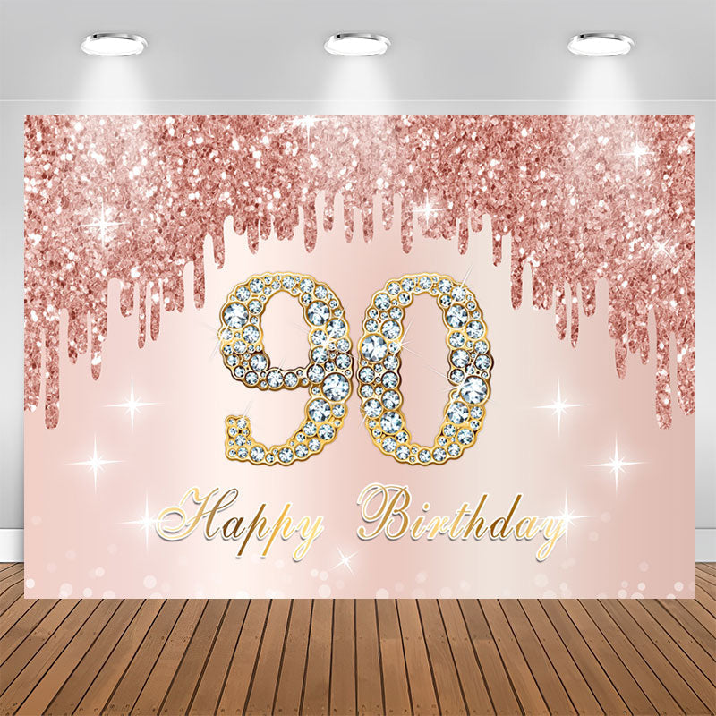 Aperturee - Rose Golden Happy 90Th Birthday Backdrop For Women