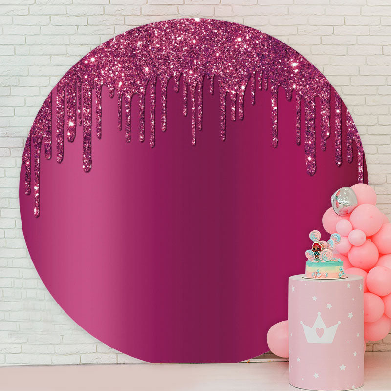 Aperturee - Rose Red Glitter Round Birthday Party Backdrop