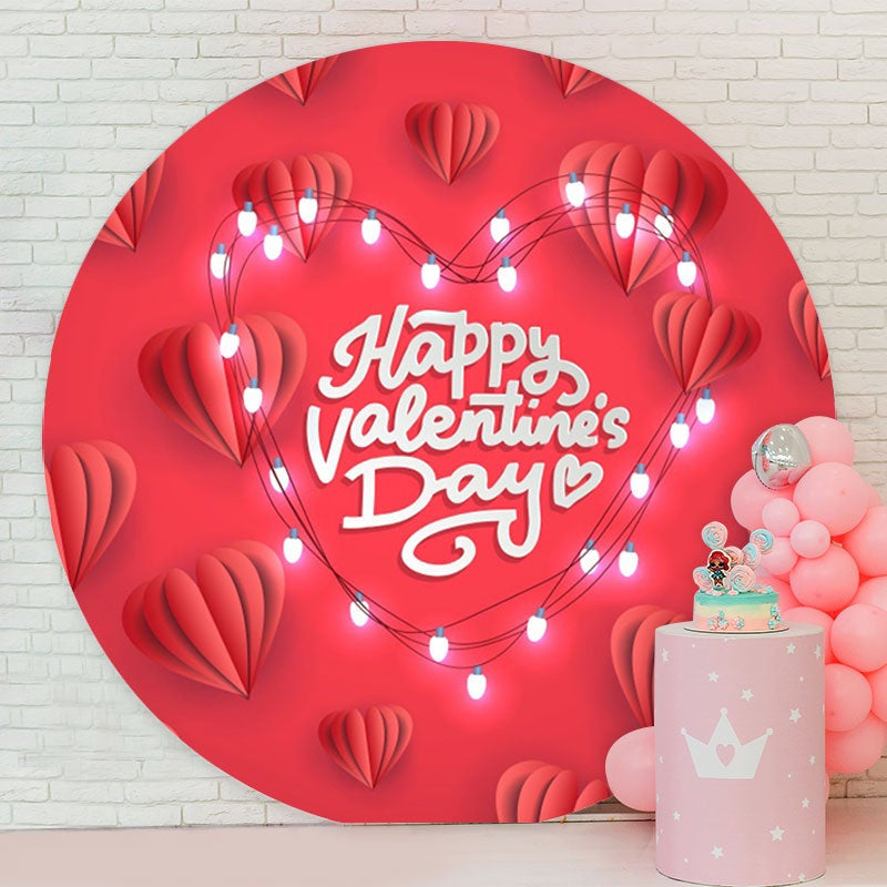 Aperturee - Rose Red Love Round Valentines Day Backdrops