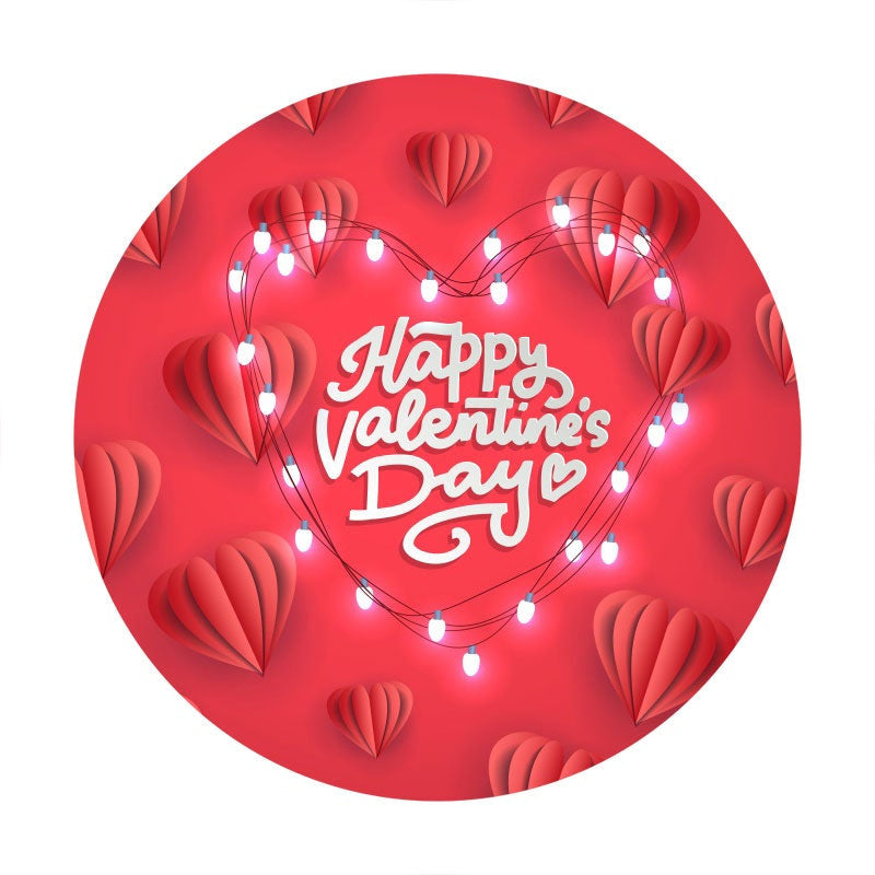 Aperturee - Rose Red Love Round Valentines Day Backdrops