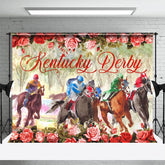 Aperturee - Rose Watercolor Horserace Kentucky Derby Backdrop