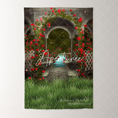 Aperturee - Roses Garden Grass Valentines Day Photo Backdrop