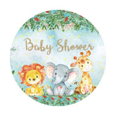 Aperturee Round Animals And Flower Glitter Baby Shower Backdrop