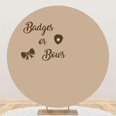 Aperturee - Round Badge Or Bow Brown Backdrop For Gender Reveal