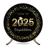 Aperturee - Round Black And Gold Class 2025 Graduation Backdrop