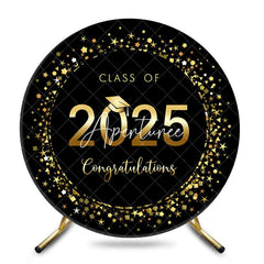 Aperturee - Round Black And Gold Class 2025 Graduation Backdrop