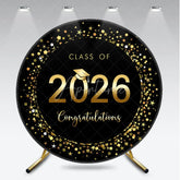 Aperturee - Round Black And Gold Class 2026 Graduation Backdrop