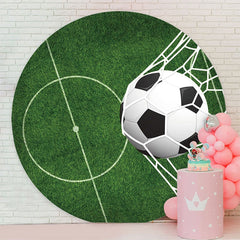Aperturee - Round Black And White Football Happy Birthday Backdrop