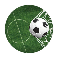 Aperturee - Round Black And White Football Happy Birthday Backdrop