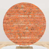 Aperturee - Round Bright Retro Red Brick Wall Backdrop For Party