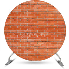 Aperturee - Round Classic Red Brick Wall Backdrop For Birthday