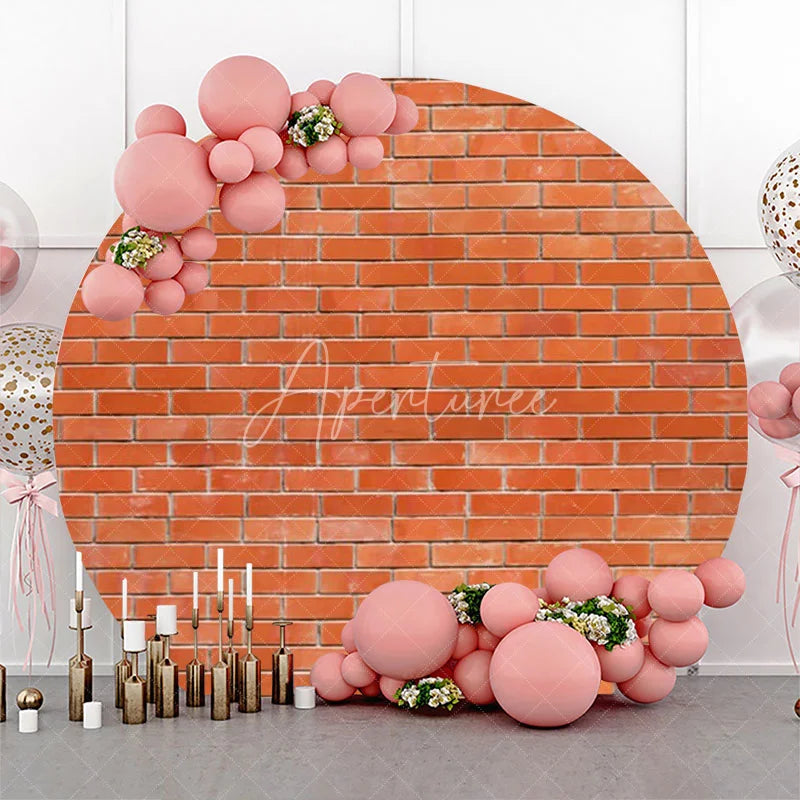 Aperturee - Round Classic Red Brick Wall Backdrop For Birthday
