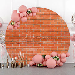 Aperturee - Round Classic Red Brick Wall Backdrop For Birthday