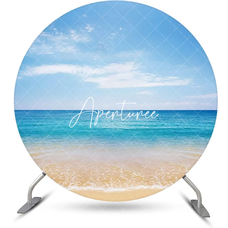 Aperturee - Round Coastal Sandy Beach Blue Sky Summer Backdrop
