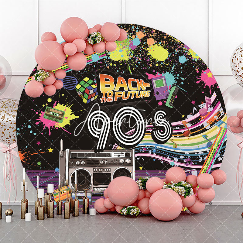 Aperturee - Round Colorful Graffiti Back To The Future Backdrop