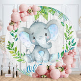 Aperturee - Round Elephant And Wooden Baby Shower Backdrop