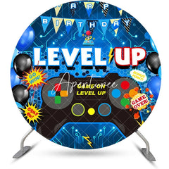 Aperturee - Round Gamepad Blue Circuit Board Birthday Backdrop