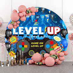 Aperturee - Round Gamepad Blue Circuit Board Birthday Backdrop