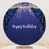 Aperturee Round Glitter And Purple Theme Happy Birthday Backdrop