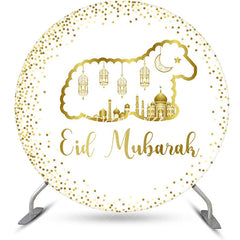 Aperturee - Round Gold Glitter Sheep Round Eid Mubarak Backdrop