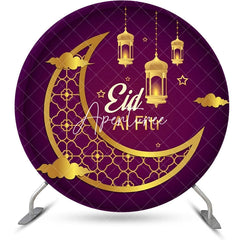 Aperturee - Round Gold Moon Lamp Purple Eid Al Fitr Backdrop