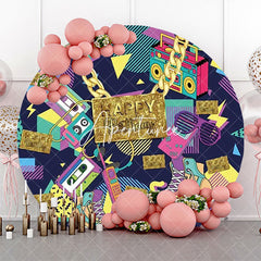 Aperturee - Round Golden Necklace Music Disco Birthday Backdrop