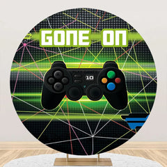 Aperturee - Round Gone On Gamepad Black Green Party Backdrop
