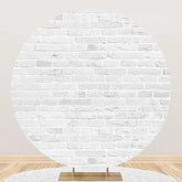 Aperturee - Round Grey White Vintage Brick Wall Party Backdrop