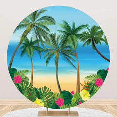 Aperturee - Round Montera Floral Trees Coastal Summer Backdrop