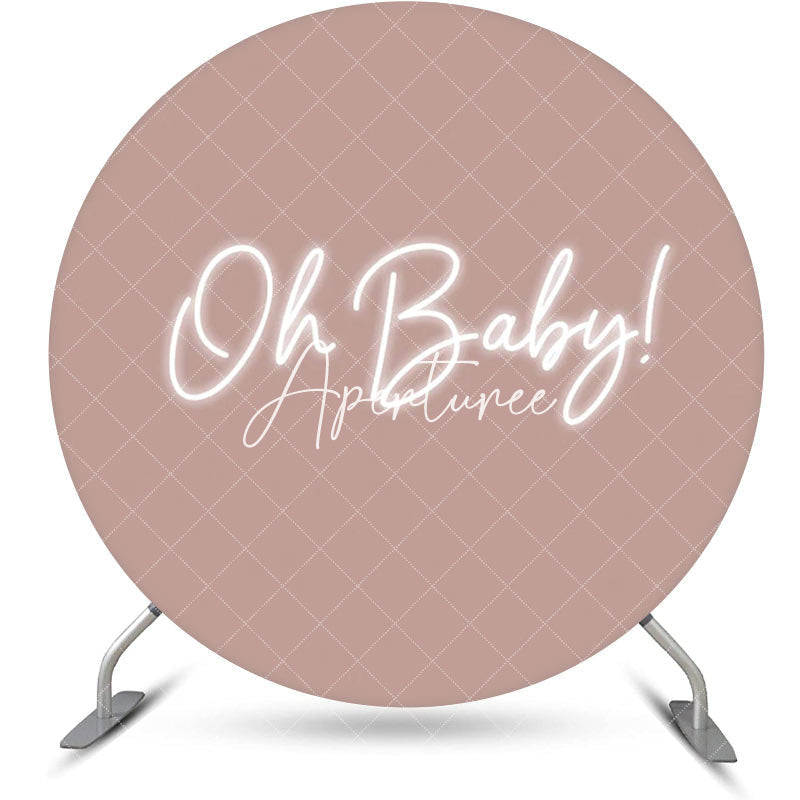 Aperturee - Round Oh Baby Pink Neon Backdrop For Gender Reveal