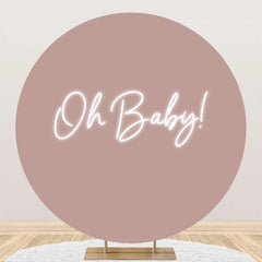 Aperturee - Round Oh Baby Pink Neon Backdrop For Gender Reveal