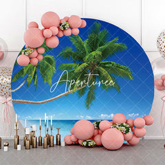Aperturee - Round Palm Trees Sky Clouds Hawaii Beach Backdrop