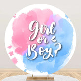Aperturee - Round Pink Blue Girl Or Boy Gender Reveal Backdrop